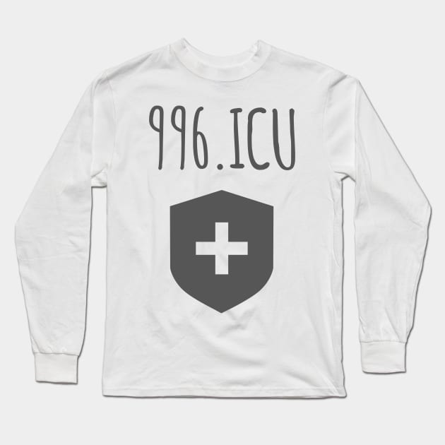 996.ICU Working Hours Awareness - Grey on White Long Sleeve T-Shirt by Christine aka stine1